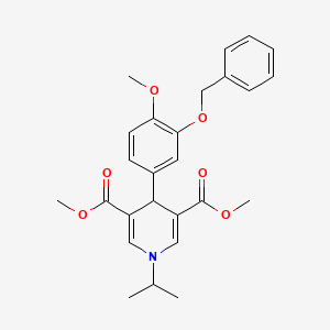 molecular formula C26H29NO6 B11211001 Dimethyl 4-[3-(benzyloxy)-4-methoxyphenyl]-1-(propan-2-yl)-1,4-dihydropyridine-3,5-dicarboxylate 