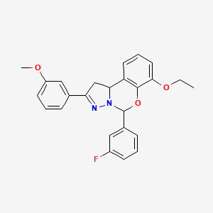 molecular formula C25H23FN2O3 B11211043 7-Ethoxy-5-(3-fluorophenyl)-2-(3-methoxyphenyl)-1,10b-dihydropyrazolo[1,5-c][1,3]benzoxazine 