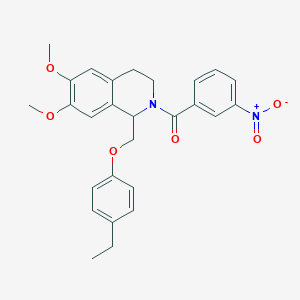 molecular formula C27H28N2O6 B11211048 (1-((4-ethylphenoxy)methyl)-6,7-dimethoxy-3,4-dihydroisoquinolin-2(1H)-yl)(3-nitrophenyl)methanone 