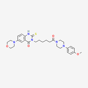 molecular formula C29H37N5O4S B11211056 3-(6-(4-(4-methoxyphenyl)piperazin-1-yl)-6-oxohexyl)-6-morpholino-2-thioxo-2,3-dihydroquinazolin-4(1H)-one 