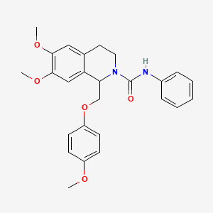 molecular formula C26H28N2O5 B11211079 6,7-dimethoxy-1-((4-methoxyphenoxy)methyl)-N-phenyl-3,4-dihydroisoquinoline-2(1H)-carboxamide 