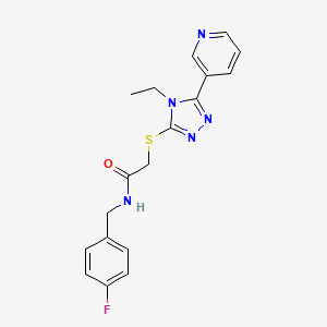 molecular formula C18H18FN5OS B11211139 2-{[4-ethyl-5-(pyridin-3-yl)-4H-1,2,4-triazol-3-yl]sulfanyl}-N-(4-fluorobenzyl)acetamide 