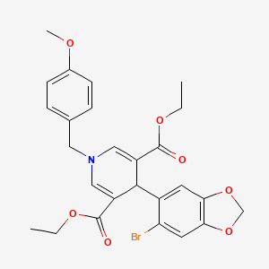 molecular formula C26H26BrNO7 B11211184 Diethyl 4-(6-bromo-1,3-benzodioxol-5-yl)-1-(4-methoxybenzyl)-1,4-dihydropyridine-3,5-dicarboxylate 