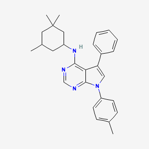 molecular formula C28H32N4 B11211221 7-(4-methylphenyl)-5-phenyl-N-(3,3,5-trimethylcyclohexyl)-7H-pyrrolo[2,3-d]pyrimidin-4-amine 