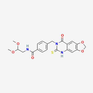 N-(2,2-dimethoxyethyl)-4-[(8-oxo-6-sulfanylidene-5H-[1,3]dioxolo[4,5-g]quinazolin-7-yl)methyl]benzamide