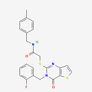 molecular formula C23H20FN3O2S2 B11211273 2-{[3-(2-fluorobenzyl)-4-oxo-3,4-dihydrothieno[3,2-d]pyrimidin-2-yl]sulfanyl}-N-(4-methylbenzyl)acetamide 