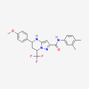 molecular formula C23H23F3N4O2 B11211296 N-(3,4-dimethylphenyl)-5-(4-methoxyphenyl)-7-(trifluoromethyl)-4,5,6,7-tetrahydropyrazolo[1,5-a]pyrimidine-2-carboxamide 