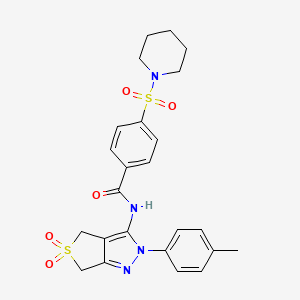 molecular formula C24H26N4O5S2 B11211316 N-(5,5-dioxido-2-(p-tolyl)-4,6-dihydro-2H-thieno[3,4-c]pyrazol-3-yl)-4-(piperidin-1-ylsulfonyl)benzamide 