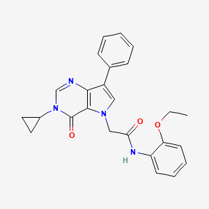 molecular formula C25H24N4O3 B11211332 2-(3-cyclopropyl-4-oxo-7-phenyl-3,4-dihydro-5H-pyrrolo[3,2-d]pyrimidin-5-yl)-N-(2-ethoxyphenyl)acetamide 