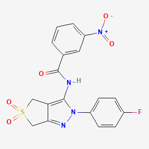 molecular formula C18H13FN4O5S B11211349 N-(2-(4-fluorophenyl)-5,5-dioxido-4,6-dihydro-2H-thieno[3,4-c]pyrazol-3-yl)-3-nitrobenzamide 