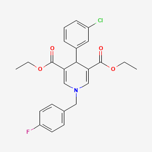 molecular formula C24H23ClFNO4 B11211357 Diethyl 4-(3-chlorophenyl)-1-(4-fluorobenzyl)-1,4-dihydropyridine-3,5-dicarboxylate 