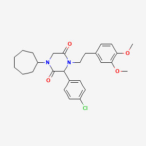 3-(4-Chlorophenyl)-1-cycloheptyl-4-[2-(3,4-dimethoxyphenyl)ethyl]piperazine-2,5-dione