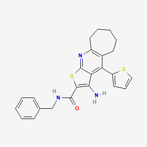 molecular formula C24H23N3OS2 B11211417 3-Amino-N-benzyl-4-(2-thienyl)-6,7,8,9-tetrahydro-5H-cyclohepta[B]thieno[3,2-E]pyridine-2-carboxamide 