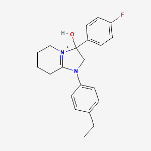 1-(4-Ethylphenyl)-3-(4-fluorophenyl)-3-hydroxy-2,3,5,6,7,8-hexahydroimidazo[1,2-a]pyridin-1-ium