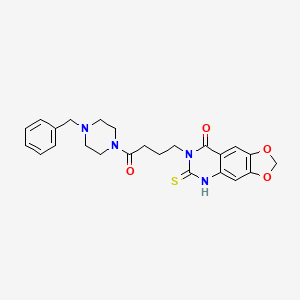 molecular formula C24H26N4O4S B11211439 7-(4-(4-benzylpiperazin-1-yl)-4-oxobutyl)-6-thioxo-6,7-dihydro-[1,3]dioxolo[4,5-g]quinazolin-8(5H)-one 