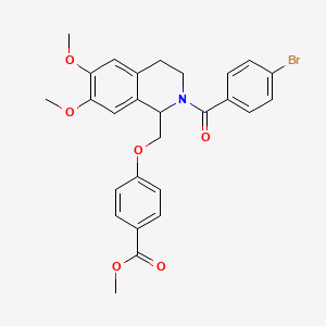 molecular formula C27H26BrNO6 B11211454 Methyl 4-((2-(4-bromobenzoyl)-6,7-dimethoxy-1,2,3,4-tetrahydroisoquinolin-1-yl)methoxy)benzoate 