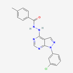 molecular formula C19H15ClN6O B11211490 N'-[1-(3-chlorophenyl)-1H-pyrazolo[3,4-d]pyrimidin-4-yl]-4-methylbenzohydrazide 