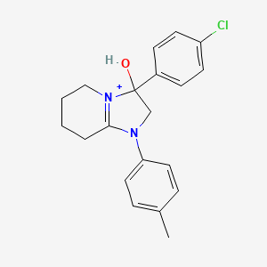 molecular formula C20H22ClN2O+ B11211494 3-(4-Chlorophenyl)-3-hydroxy-1-(4-methylphenyl)-2,3,5,6,7,8-hexahydroimidazo[1,2-a]pyridin-1-ium 