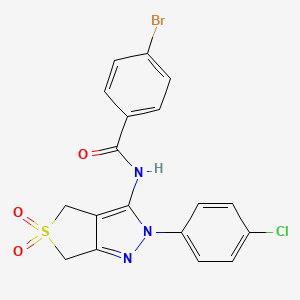 molecular formula C18H13BrClN3O3S B11211531 4-bromo-N-(2-(4-chlorophenyl)-5,5-dioxido-4,6-dihydro-2H-thieno[3,4-c]pyrazol-3-yl)benzamide 