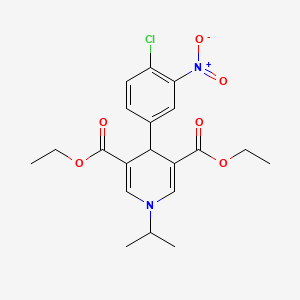 molecular formula C20H23ClN2O6 B11211649 Diethyl 4-(4-chloro-3-nitrophenyl)-1-(propan-2-yl)-1,4-dihydropyridine-3,5-dicarboxylate 