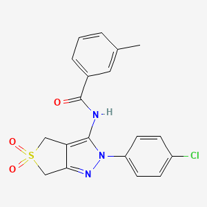 molecular formula C19H16ClN3O3S B11211685 N-(2-(4-chlorophenyl)-5,5-dioxido-4,6-dihydro-2H-thieno[3,4-c]pyrazol-3-yl)-3-methylbenzamide 