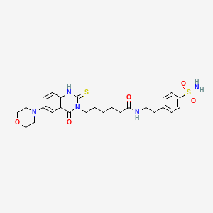 molecular formula C26H33N5O5S2 B11211687 6-(6-morpholino-4-oxo-2-thioxo-1,2-dihydroquinazolin-3(4H)-yl)-N-(4-sulfamoylphenethyl)hexanamide 