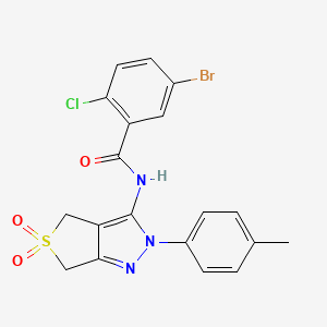 molecular formula C19H15BrClN3O3S B11211734 5-bromo-2-chloro-N-(5,5-dioxido-2-(p-tolyl)-4,6-dihydro-2H-thieno[3,4-c]pyrazol-3-yl)benzamide 