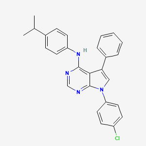 molecular formula C27H23ClN4 B11211775 7-(4-chlorophenyl)-5-phenyl-N-[4-(propan-2-yl)phenyl]-7H-pyrrolo[2,3-d]pyrimidin-4-amine 