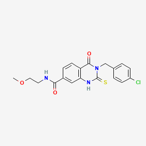 3-[(4-chlorophenyl)methyl]-N-(2-methoxyethyl)-4-oxo-2-sulfanylidene-1H-quinazoline-7-carboxamide