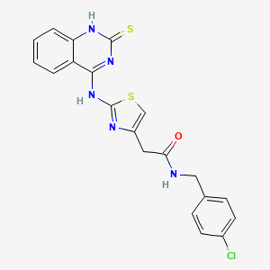 molecular formula C20H16ClN5OS2 B11211792 N-(4-chlorobenzyl)-2-(2-((2-thioxo-1,2-dihydroquinazolin-4-yl)amino)thiazol-4-yl)acetamide 