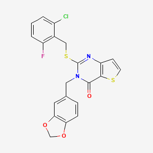 3-(1,3-benzodioxol-5-ylmethyl)-2-[(2-chloro-6-fluorobenzyl)sulfanyl]thieno[3,2-d]pyrimidin-4(3H)-one