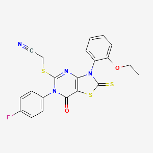 2-[[3-(2-Ethoxyphenyl)-6-(4-fluorophenyl)-7-oxo-2-sulfanylidene-[1,3]thiazolo[4,5-d]pyrimidin-5-yl]sulfanyl]acetonitrile