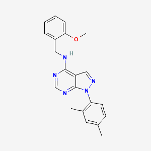 [1-(2,4-Dimethylphenyl)pyrazolo[4,5-e]pyrimidin-4-yl][(2-methoxyphenyl)methyl] amine