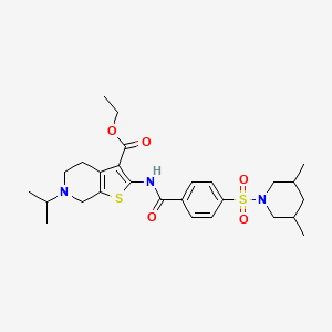 molecular formula C27H37N3O5S2 B11211835 Ethyl 2-(4-((3,5-dimethylpiperidin-1-yl)sulfonyl)benzamido)-6-isopropyl-4,5,6,7-tetrahydrothieno[2,3-c]pyridine-3-carboxylate 