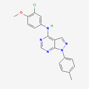 molecular formula C19H16ClN5O B11211840 N-(3-chloro-4-methoxyphenyl)-1-(4-methylphenyl)-1H-pyrazolo[3,4-d]pyrimidin-4-amine 