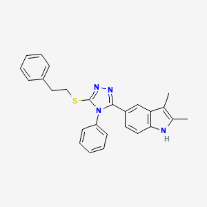 2,3-dimethyl-5-(5-phenethylsulfanyl-4-phenyl-1,2,4-triazol-3-yl)-1H-indole