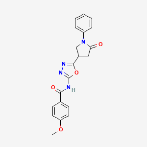 molecular formula C20H18N4O4 B11211865 4-methoxy-N-[5-(5-oxo-1-phenylpyrrolidin-3-yl)-1,3,4-oxadiazol-2-yl]benzamide 