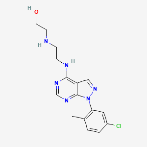 molecular formula C16H19ClN6O B11211886 2-[(2-{[1-(5-chloro-2-methylphenyl)-1H-pyrazolo[3,4-d]pyrimidin-4-yl]amino}ethyl)amino]ethanol 