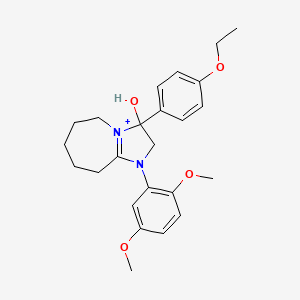 molecular formula C24H31N2O4+ B11211946 1-(2,5-dimethoxyphenyl)-3-(4-ethoxyphenyl)-3-hydroxy-2,5,6,7,8,9-hexahydro-3H-imidazo[1,2-a]azepin-1-ium 