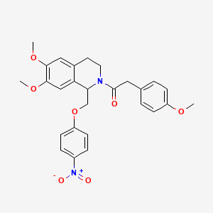 1-(6,7-dimethoxy-1-((4-nitrophenoxy)methyl)-3,4-dihydroisoquinolin-2(1H)-yl)-2-(4-methoxyphenyl)ethanone