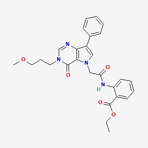 molecular formula C27H28N4O5 B11212077 ethyl 2-({[3-(3-methoxypropyl)-4-oxo-7-phenyl-3,4-dihydro-5H-pyrrolo[3,2-d]pyrimidin-5-yl]acetyl}amino)benzoate 