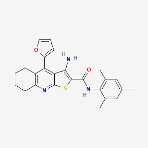 molecular formula C25H25N3O2S B11212126 3-amino-4-(furan-2-yl)-N-(2,4,6-trimethylphenyl)-5,6,7,8-tetrahydrothieno[2,3-b]quinoline-2-carboxamide 