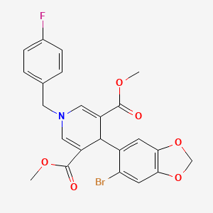 molecular formula C23H19BrFNO6 B11212147 Dimethyl 4-(6-bromo-1,3-benzodioxol-5-yl)-1-(4-fluorobenzyl)-1,4-dihydropyridine-3,5-dicarboxylate 