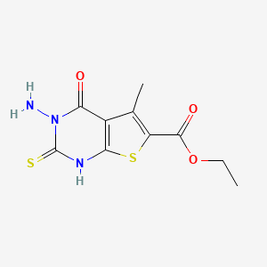 molecular formula C10H11N3O3S2 B11212209 Ethyl 3-amino-5-methyl-4-oxo-2-sulfanylidene-1H,2H,3H,4H-thieno[2,3-D]pyrimidine-6-carboxylate CAS No. 304898-07-5