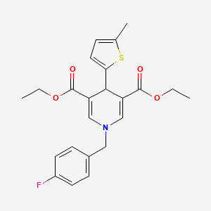 molecular formula C23H24FNO4S B11212289 Diethyl 1-(4-fluorobenzyl)-4-(5-methylthiophen-2-yl)-1,4-dihydropyridine-3,5-dicarboxylate 