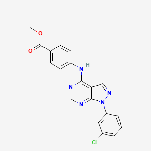 molecular formula C20H16ClN5O2 B11212295 ethyl 4-{[1-(3-chlorophenyl)-1H-pyrazolo[3,4-d]pyrimidin-4-yl]amino}benzoate 