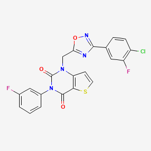 molecular formula C21H11ClF2N4O3S B11212313 1,3-dimethyl-6-{4-[(pyridin-4-ylthio)acetyl]piperazin-1-yl}pyrimidine-2,4(1H,3H)-dione 