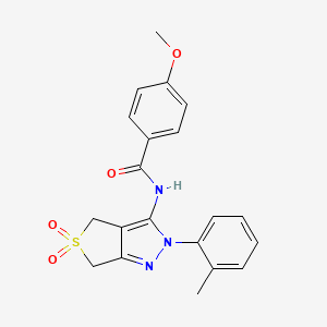 molecular formula C20H19N3O4S B11212322 N-(5,5-dioxido-2-(o-tolyl)-4,6-dihydro-2H-thieno[3,4-c]pyrazol-3-yl)-4-methoxybenzamide 