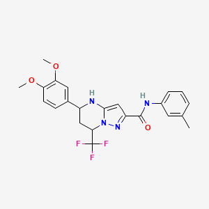 molecular formula C23H23F3N4O3 B11212344 5-(3,4-dimethoxyphenyl)-N-(3-methylphenyl)-7-(trifluoromethyl)-4,5,6,7-tetrahydropyrazolo[1,5-a]pyrimidine-2-carboxamide 