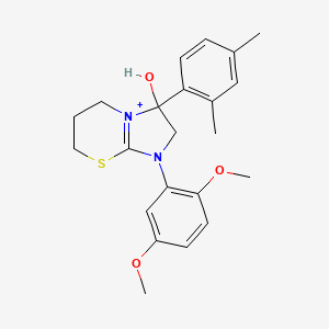 molecular formula C22H27N2O3S+ B11212376 1-(2,5-dimethoxyphenyl)-3-(2,4-dimethylphenyl)-3-hydroxy-2,3,6,7-tetrahydro-5H-imidazo[2,1-b][1,3]thiazin-1-ium 